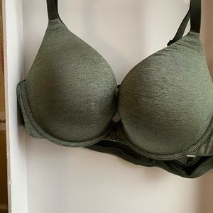 Adore Me olive merled bra and panty set.